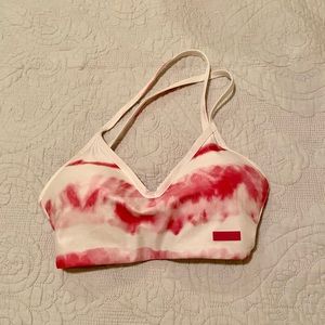 Guess XS active wear sports bra pink tie dye. NWT